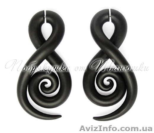 Серьги Лже-растяжки (Обманки), бижутерия ручной работы, цвет - черный - <ro>Изображение</ro><ru>Изображение</ru> #1, <ru>Объявление</ru> #761383