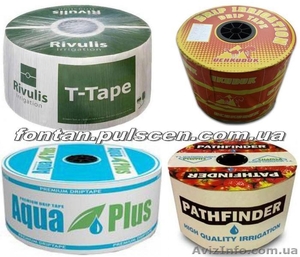 Капельна cтрічка від 50м - 3000м  крок10 20 30см  Капельная лента 6-8mil фітінги