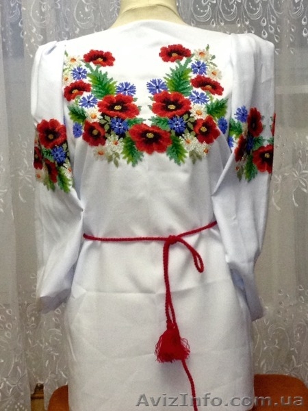 Вишита бісером на білому габардіні заготовка рубашки.  - <ro>Изображение</ro><ru>Изображение</ru> #1, <ru>Объявление</ru> #1284559