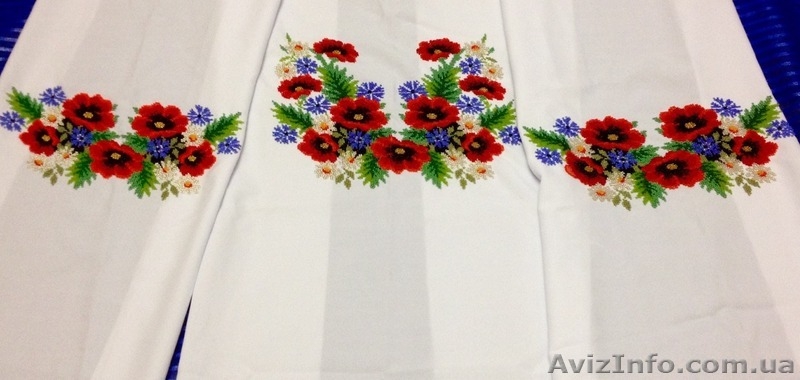 Вишита бісером на білому габардіні заготовка рубашки.  - <ro>Изображение</ro><ru>Изображение</ru> #2, <ru>Объявление</ru> #1284559