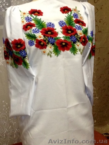 Вишита бісером на білому габардіні заготовка рубашки.  - <ro>Изображение</ro><ru>Изображение</ru> #4, <ru>Объявление</ru> #1284559