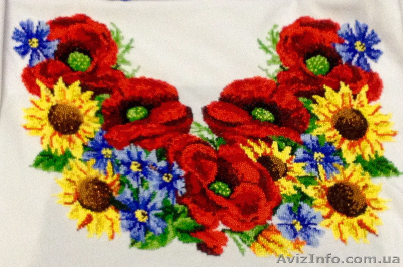 Вишита бісером на білому габардіні заготовка туніки. - <ro>Изображение</ro><ru>Изображение</ru> #4, <ru>Объявление</ru> #1284556