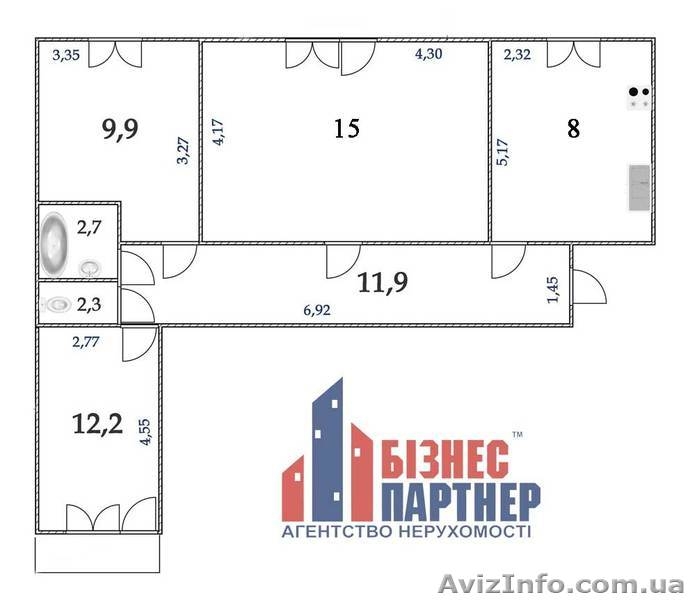 Продается 3 комнатная квартира по бул. Шевченка, р-н 700 летия - <ro>Изображение</ro><ru>Изображение</ru> #6, <ru>Объявление</ru> #1629542