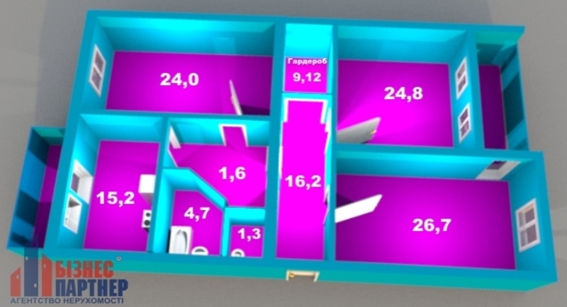 3-х кімнатна квартира, Центр, бул. Шевченка 135 - <ro>Изображение</ro><ru>Изображение</ru> #5, <ru>Объявление</ru> #1672482